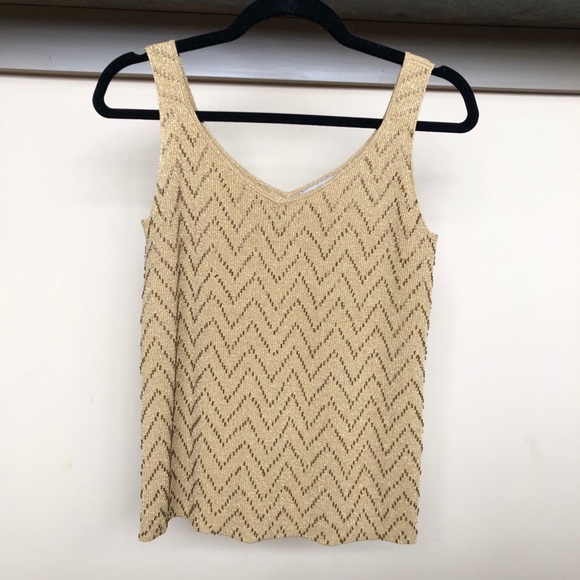 Vintage Beaded Gold Liz Claiborne Top - Picture 1 of 3